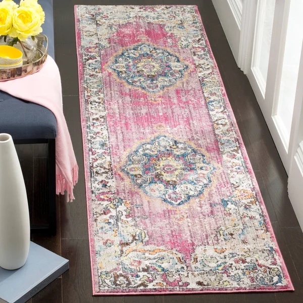 Safavieh Bristol BTL343B 5&1x22 x 7&6x22 Fuchsia - Light Grey Area Rug