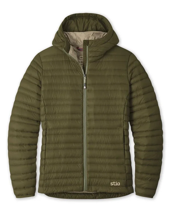 Stio - Women's Pinion Down Hooded Jacket, Size Extra Small in Trout Time