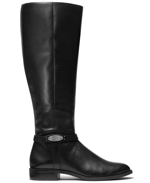 Michael Michael Kors Finley Leather Riding Boots - Black Leather