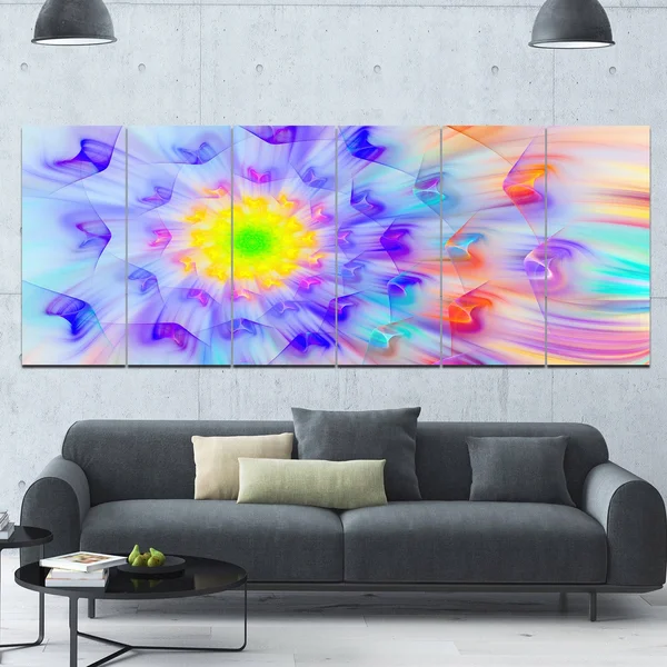 Design Art 'Large Yellow Alien Fractal Flower' 6 Piece Graphic Art Print Set on Canvas