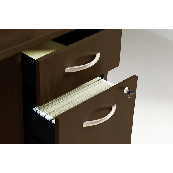 Bush Business Furniture Series C Elite 48W x 30D Desk Shell with 3 Drawer File in Mocha Cherry