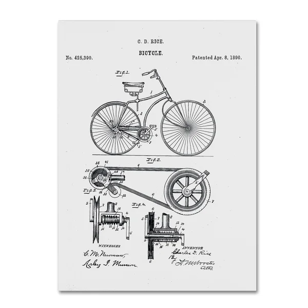 Trademark Global Claire Doherty 'Bicycle Patent 1890 White' Canvas Art