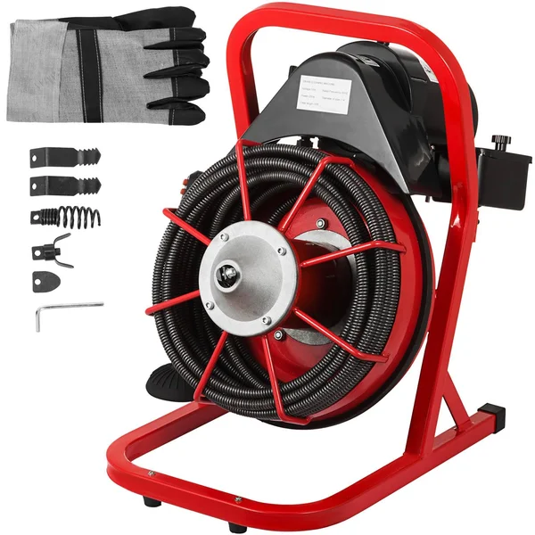 Vevor 50& x 3/8x22 Drain Cleaner Machine w/foot Switch Plumbing Machine Sewer Snake