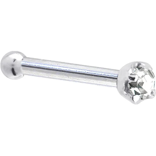Body Candy Solid 14K White Gold 1.5mm (0.015 cttw) Genuine Diamond Left Nose Stud Screw 18 Gauge 1/4x22