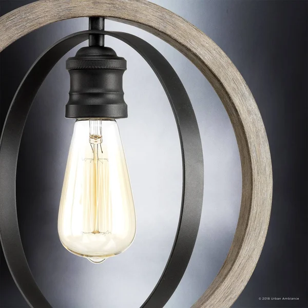 Luxury Vintage Pendant Light - 14x22H x 12x22W, with Modern Farmhouse Style, Charcoal Finish by Urban Ambiance UHP2214