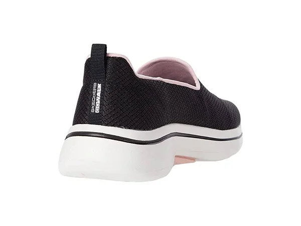 Skechers Women's GOwalk Arch Fit - Grateful Slip-On Walking Shoes, Black/Pink, 8.5