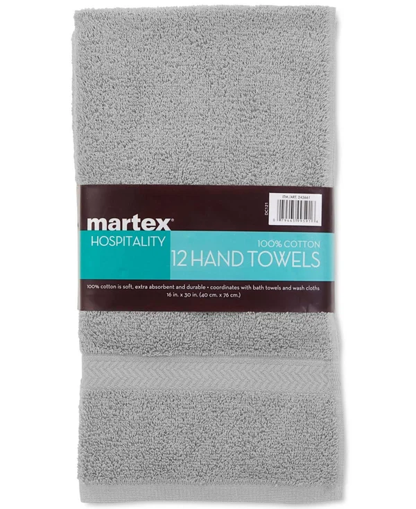 Martex Commercial Hand Towel Set, Khaki - 12 pack