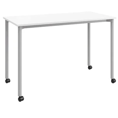 Bojco Spright Home Office Desk Latitude Run Color: Designer White, Color (Frame): Silver, Orientation: Mobile