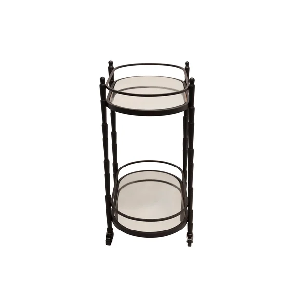 Sagebrook Home Metal 28x22 2 Tier Oval Bar Cart - Black