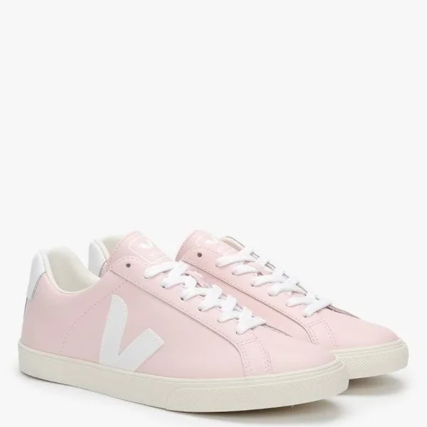 Veja Espar Logo Leather Petale White Trainers Size: 38, Colour: Pink L