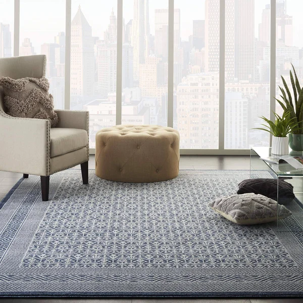 Nourison RYM01 Royal Moroccan Blue/Grey Area Rug- 8&6x22 x 12&