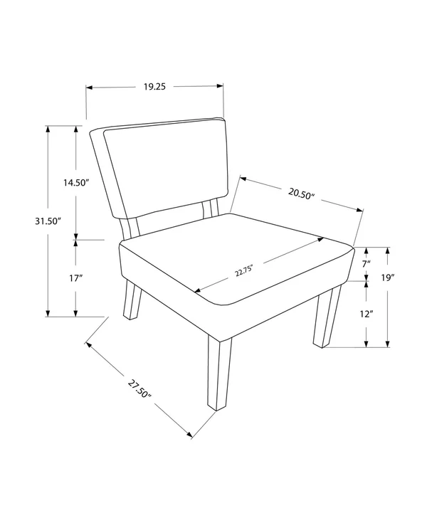 27.5x22 x 22.75x22 x 31.5x22 Charcoal - Foam, Solid Wood, Leather-Look - Accent Chair