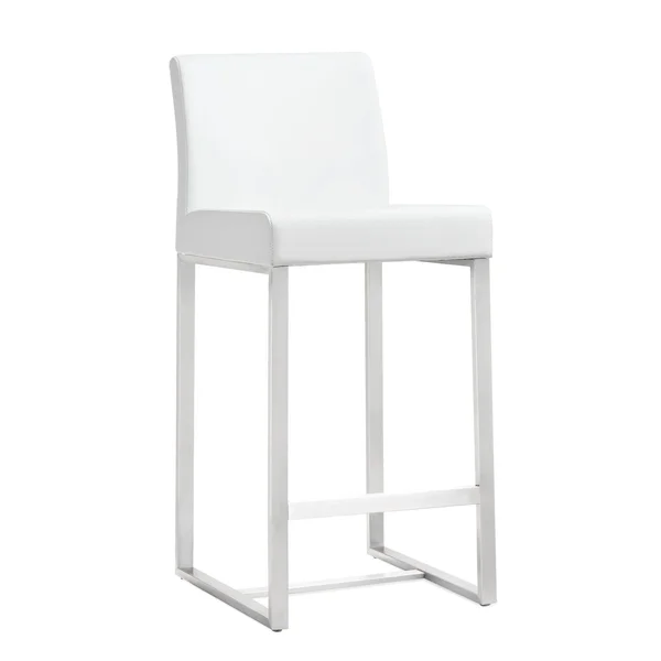 TOV Furniture Modern Denmark White Stainless Steel Counter Stool (Set of 2) TOV-K3634