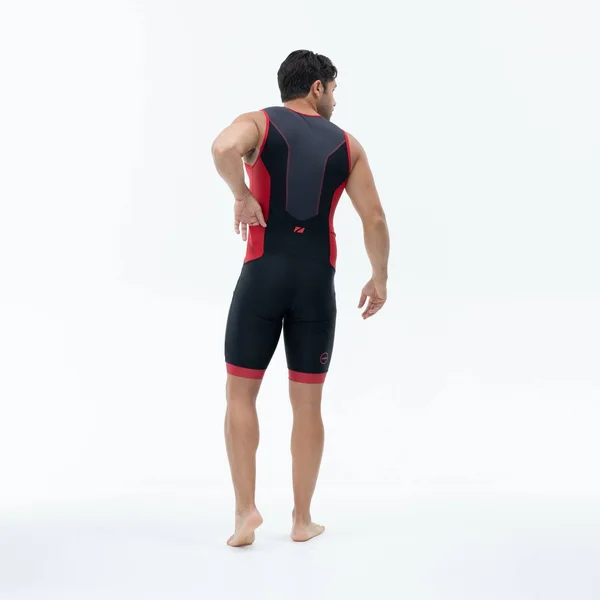 Zone3 Men's AquaFlo Plus Trisuit L, Black/Grey/Red