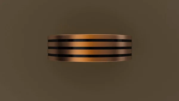 Brushed Rose Gold 6mm Triple Black Groove Wedding Band 10kt - 10.25
