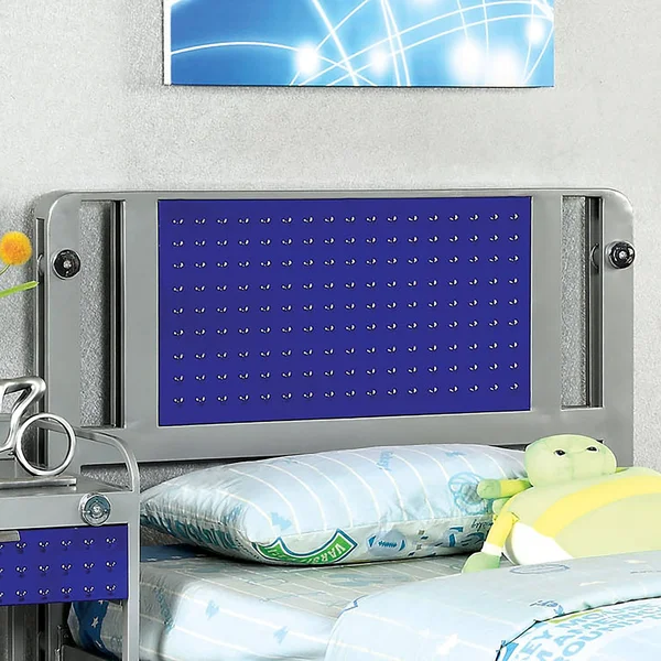 Furniture of America Brennise Silver and Dark Blue Metal Youth Bed (Full)