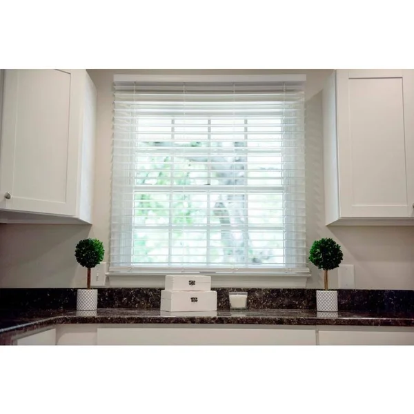 Wave Contour 2-in Slat Width 67.5-in x 68-in Cordless Soft White Faux Wood Room Darkening Faux Wood Blinds - WC26972W-I