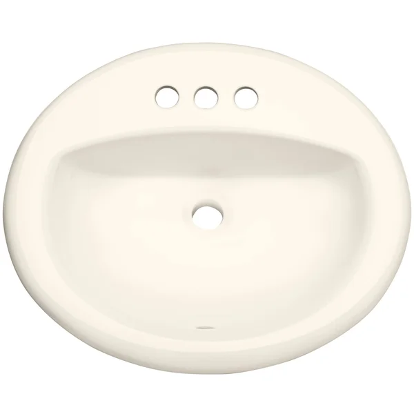 ProFlo 3 Holes Drill Self Rimming (Drop-In) Oval Bathroom Sink - Biscuit