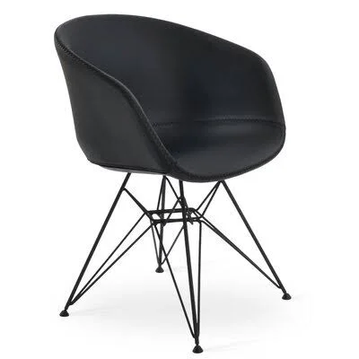 Tribeca Metal Wingback Arm Chair sohoConcept Upholstery Color: Gray - Leg Color: Chrome