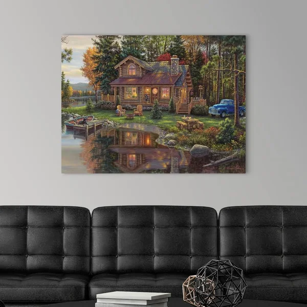 Peace Like A River Cabin, Canvas Wall Art, 40x30, Great Big Canvas