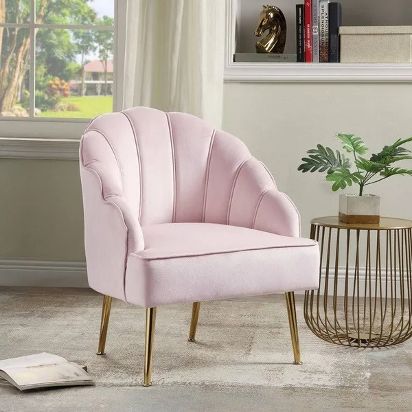 Lilola Home Naomi Green Velvet Wingback Accent Chair with Metal Legs