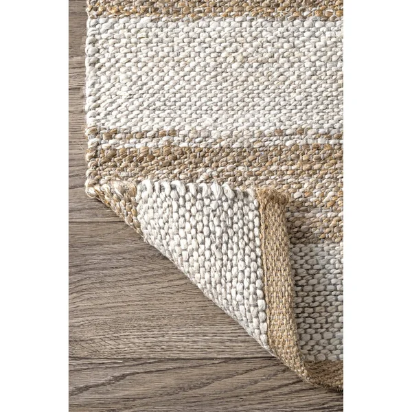 The Curated Nomad Konoval Jute Cotton Flatweave Stripe Area Rug - 5& x 8&