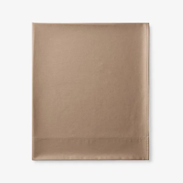 Legends Hotel Supima Cotton Wrinkle-Free Sateen Deep Pocket Flat Sheet - Cafe - Beige, Size California King, The Company Store