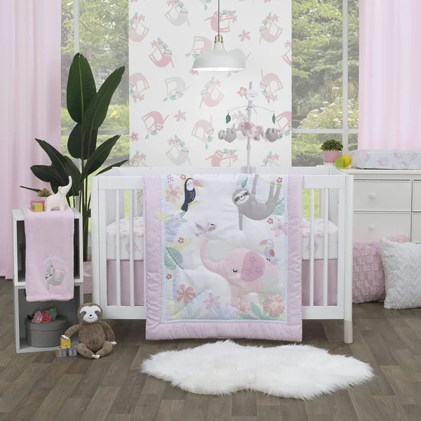 Little Love by NoJo Tropical Garden Crib Set - 3PC - 34" x 43"