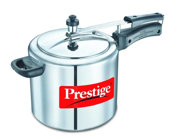 Prestige Prnpc5 Medium Nakshatra Plus Flat Base Aluminum Pressure Cooker for GAS and Induction Stove Silver - 5 litres
