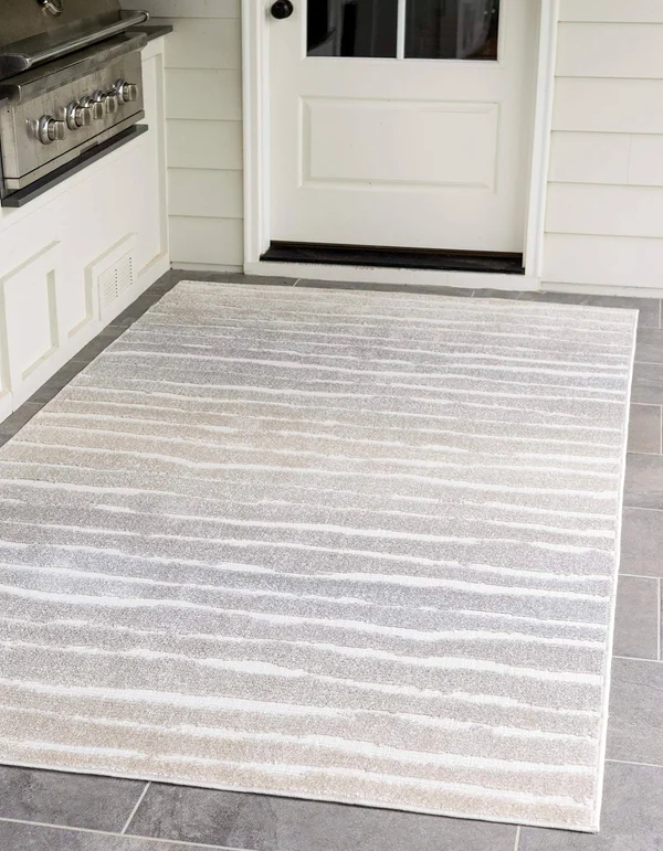 Sabrina Soto Ola Outdoor Rug (5& x 8& - Grey/Beige), Gray, Unique Loom