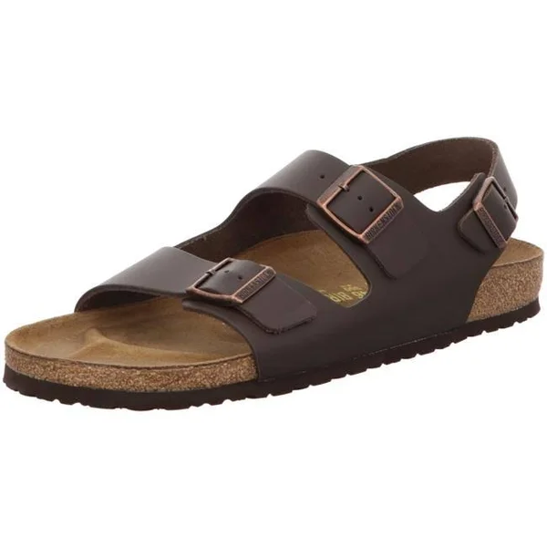 Birkenstock Milano Natural Leather Dark Brown Back-Strap Sandals