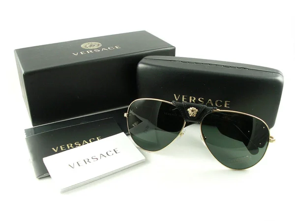 Versace VE2150Q Sunglasses 100271-62 - Gold Frame Grey Green Lenses