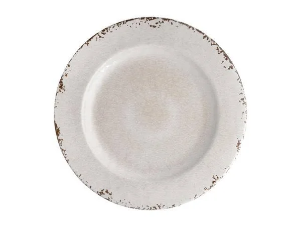 Gourmet Art 16-Piece Crackle Melamine Dinnerware Set, Cream, Service for 4. Incl