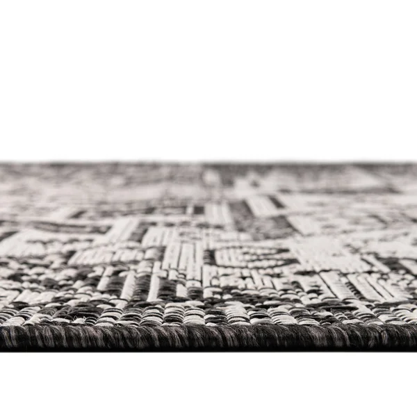 Outdoor Aztec Charcoal Gray 4 ft Round Round Area Rug Indoor Outdoor Rug