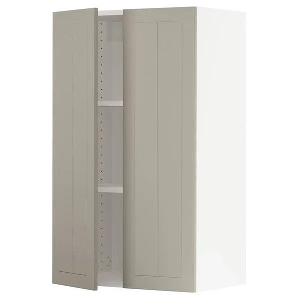 IKEA - SEKTION Wall Cabinet with 2 Doors, white/Stensund Beige, 24x15x40 99407524