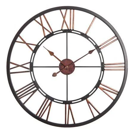 Oversized Roman Round Wall Clock - 28 inch, Dark Bronze Finish