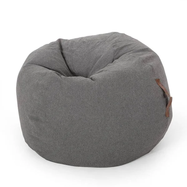 Noble House Esom Fabric 5 ft. Bean Bag with Vinyl Straps - Dark Gray and Autumn Tan, Size: 5&