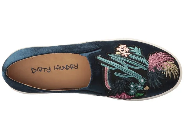 Dirty Laundry Jiana Blue Velvet Embroidered Slip-On Sneakers