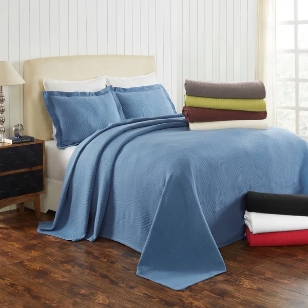 Miranda Haus Laurence Cotton Jacquard Matelasse Bedspread Set (White - Full)