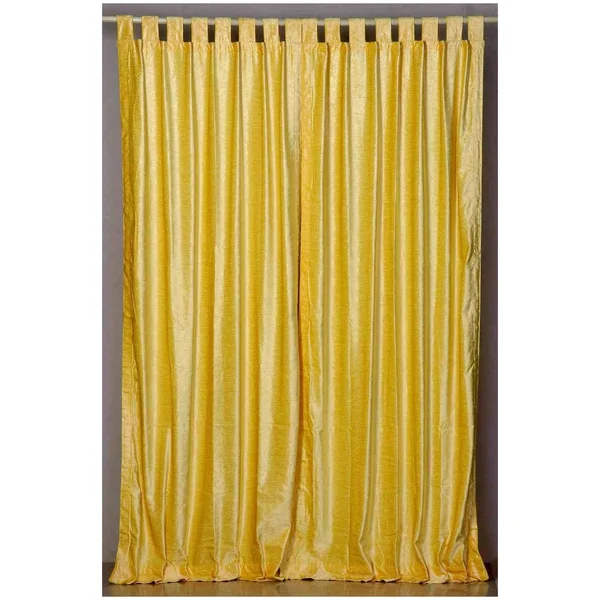 Yellow Tab Top Velvet Curtain - Drape, Panel - Piece