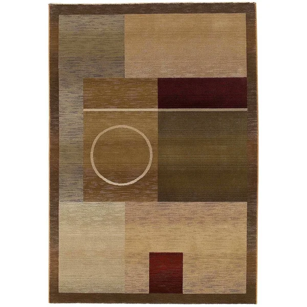 Genevieve Modern Geometric Area Rug - 2& x 3& - Green/Brown