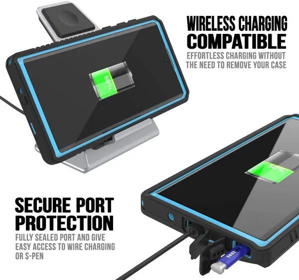 Galaxy Note 10+ Plus Case - Punkcase [Extreme Series] Armor Cover w/ Built in Screen Protector [Light Blue] - Light Blue