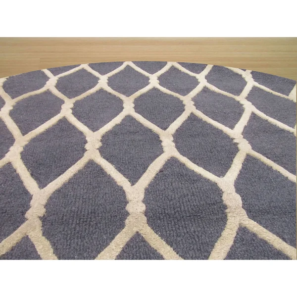 EORC Vc1001gy Charcoal Hand Tufted Wool Chain-Link Rug, 5& x 8&