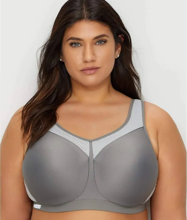 Glamorise High Impact Underwire Sports Bra 34H Gray - Brayola