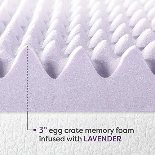 Best Price Mattress Twin XL 3 inch Egg Crate Memory Foam Bed Topper with Lavender Cooling Mattress Pad