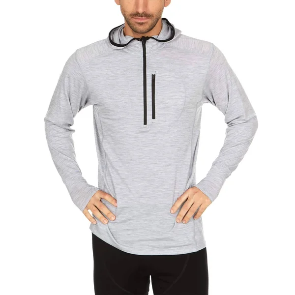 Minus33 Merino Wool Clothing Woolverino Men's Micro 1/4 Zip Hoodie Ash Gray, M