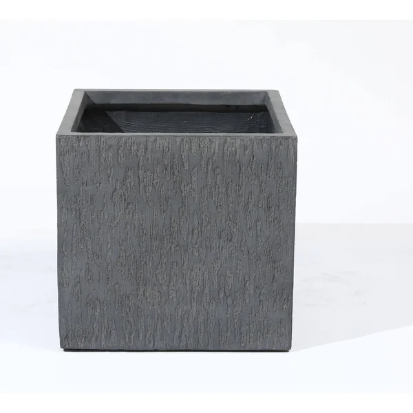 Luxen Home 11.75in. H Square Gray MgO Planter