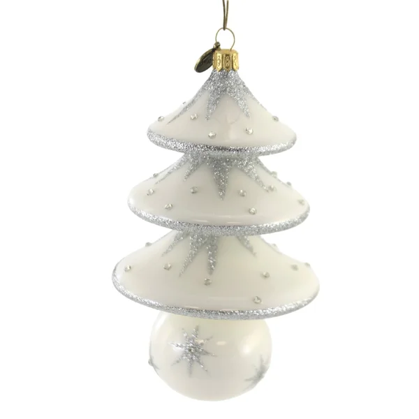 Blu Bom Christmas Tree Drop on A Ball. Glass Ornament Silver White Tannenbaum 128004, Size: 6.25 H x 3.50 W x 3.50 D