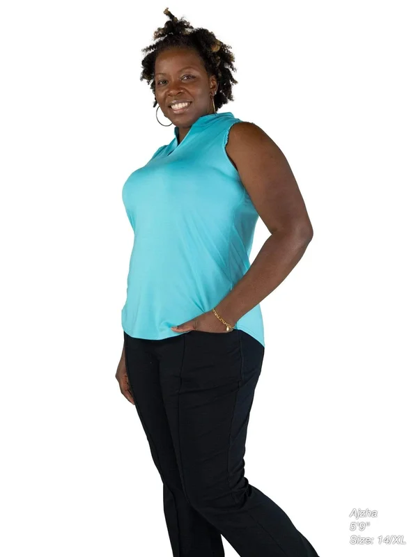 Jofit Women's Cutaway Ruffle Mock Top in Capri Size X-Large