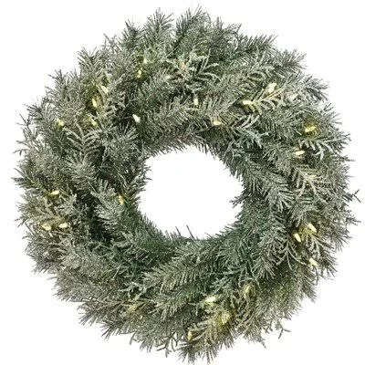Snowy 24x22 Lighted PVC Wreath The Holiday Aisle